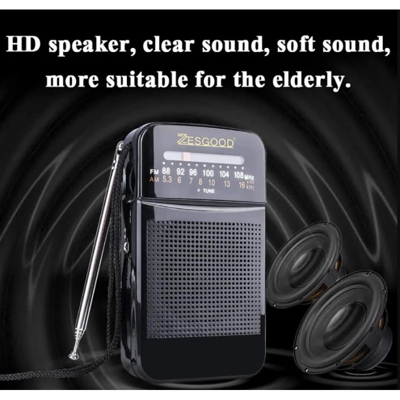 ZesGood Portable AM FM Radio Compact Transistor Radio Pocket Radio