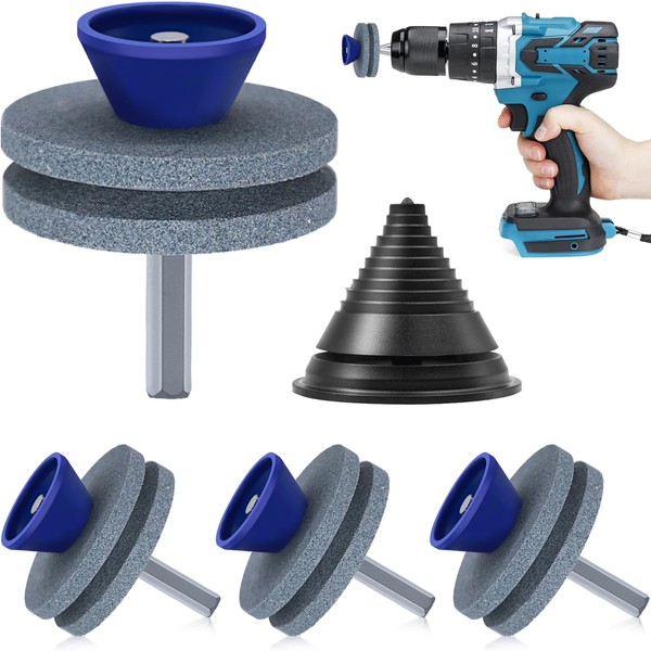 Lawn Mower Blade Sharpener for Drill, 4 Pack Double Layer