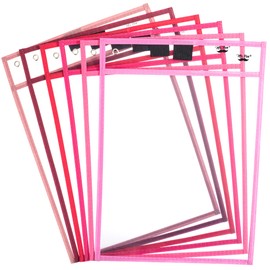 Mr. Pen- Dry Erase Pocket Sleeves, 6 Pack, 10"x14", Ocean Breeze Color Theme, Dry Erase Pockets Reusable Sleeves, Job Ticket Holders with Marker Holder & Metal Eyelet