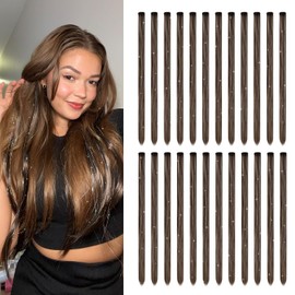 Dreamlover Clip and Go Tinsel Hair Extensions for Women, 2-in-1 Hair Extensions with Sparkle Hair Tinsels, Clip on Hair Extensions for Girls, Fairy Hair Accessories, Dark Brown, 24 Pieces