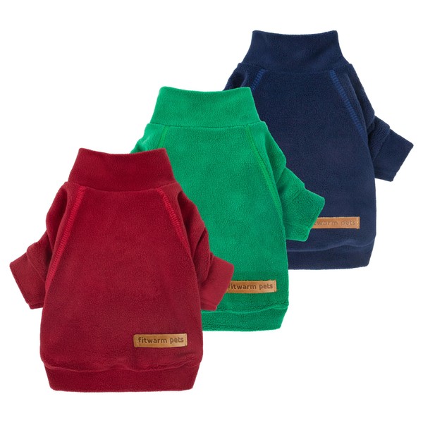 Fitwarm 3 Pack Classic Fleece Dog Sweater, Christmas Dog Winter