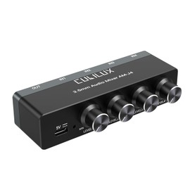 Cubilux 3.5mm Audio Mixer, 4-Way Stereo/Mono AUX Mixer, Super Low Noise Mini Line, Independent Volume Control