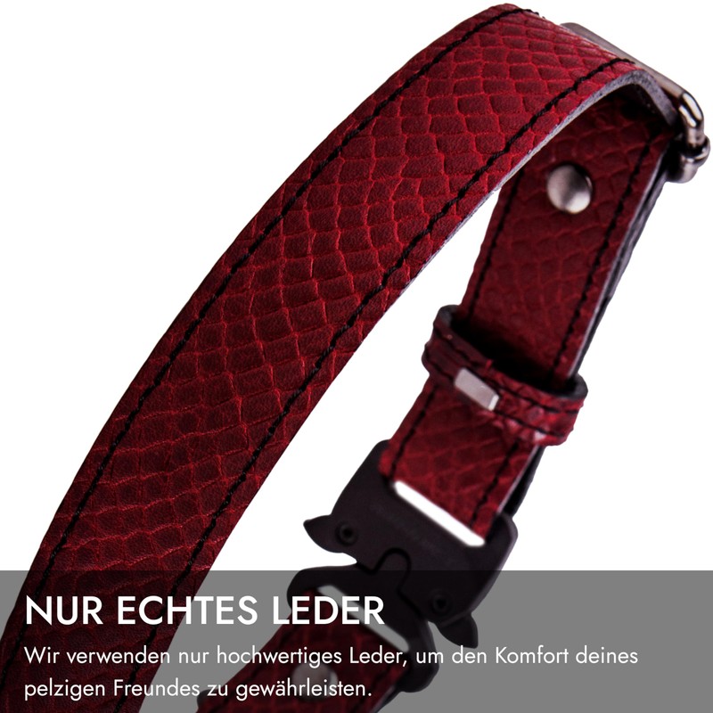 FAVPET Thin Leather Dog Collar with QR Code Pendant, Adjustable