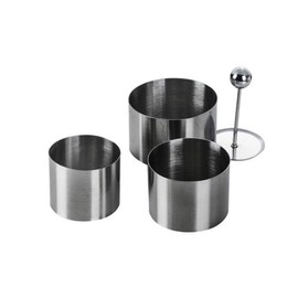 3 Sets Stainless Steel Round Cooking Ring Mold with Press