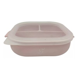 Papu Baby Plato Con Divisiones Cuadrado Papu Baby De Silicón Para Bebé Color Rosa pastel