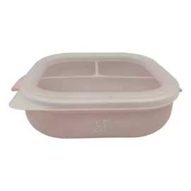Papu Baby Plato Con Divisiones Cuadrado Papu Baby De Silicón Para Bebé Color Rosa pastel