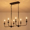 LMSOD Modern Black 6-Light Linear Chandelier, E12 Base, Adjustable Chain