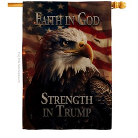 Faith In God Strength In Trump Flag Tapestry Burlap Wall Hanging Decor For Home Poster Make America Great Again 2024 President 47 MAGA Yard Sign Patriotic Decoration Republican Gift Made In USA