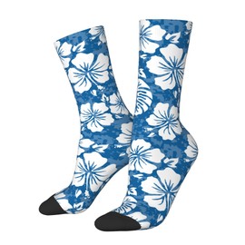 Oeaskly Hawaii Aloha Socks Men's Women's Hibiscus Floral Socks Novelty Crew Funny Crazy Gift Tube Socks