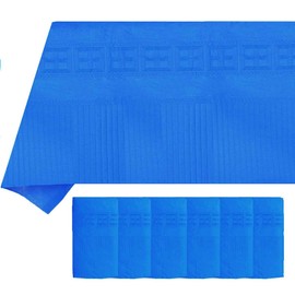 TheoZemica Blue Paper Tablecloths Disposable for Rectangle Tables 6 Pack, Waterproof 3 Ply Paper & Plastic Table Cover for Party, 54 x 108 Inch Parties Table Cloth for Birthday Wedding Banquet