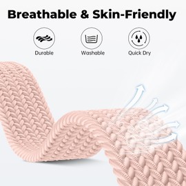 AGUPERFIT Watch Bands 22mm, Braided Loop Nylon Watch Straps Stretchy Replacement Watch Bracelet with Adjustable Magnetic Buckle for Smartwatch/Wristwatch Men Women (22mm, Sand Pink)