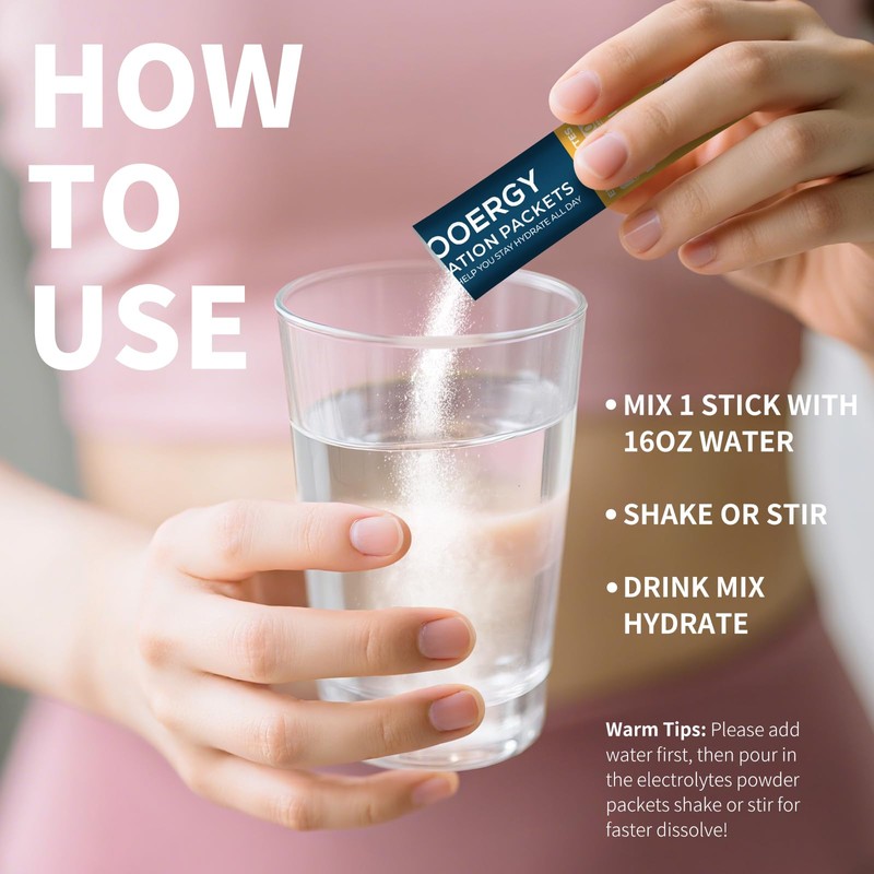 Sooergy Electrolytes Powder Packets Sugar Free Hydration Packets, Liquid Daily