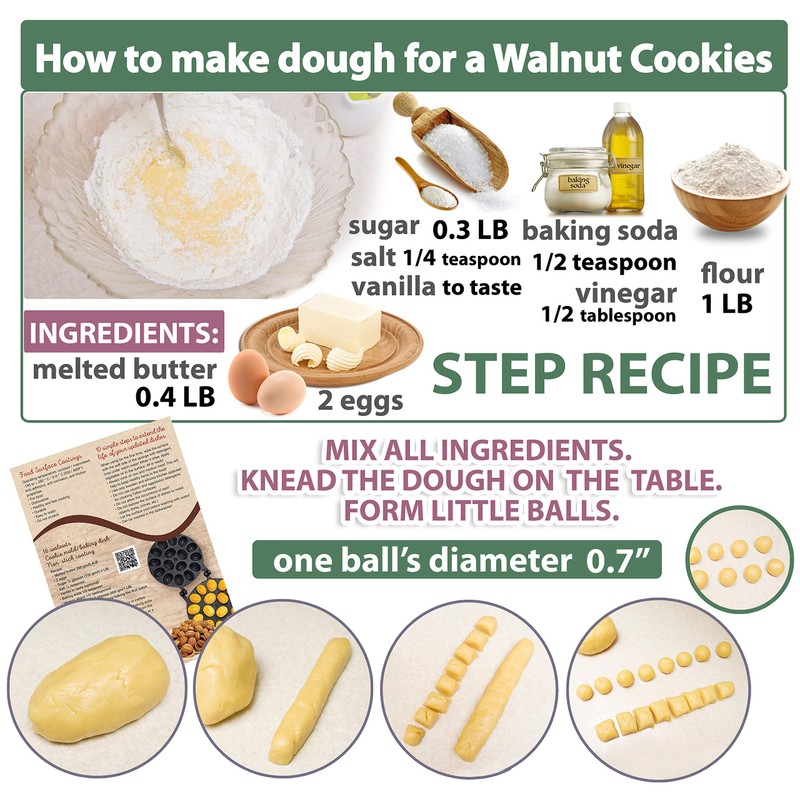 Walnut Cookie Mold Maker 12 non-stick - Oreshki Mold Maker