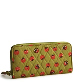 Vera Bradley Premium Cotton Continental Wallet, Tiny Tomatoes Palm