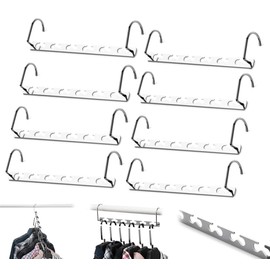 Metall Raumsparbügel,ilauke 8 Stück rutschfeste Kleiderhaken Kleiderbügel,Platzsparend Kleiderbügelhalter aus Metall,Magic Kleiderbügel Garderobe Organizerfür Schwere Kleider -Vertikal/Horizontal