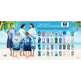 LOMTRATS Quick Dry Surf Poncho Wrap Robe Hoodie for Adults Men Women or Families Microfiber Swimming Beach Surfing Diving Bathing at Home