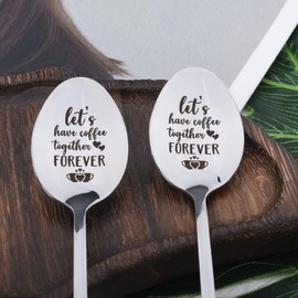 Husband Wife Anniversary Valentines Gifts for Women Men Coffee Lover Gift for Boyfriend Girlfriend Birthday Gifts for Him Her Couple Gifts for Couples Spoons for Fiancee Fiance Engagement Gifts 2pcs
