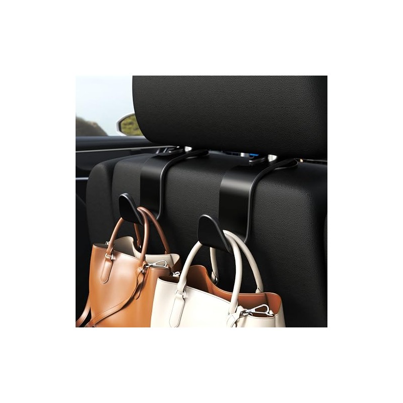 Amooca 4-Pack Car Headrest Hooks for Bags and Coats