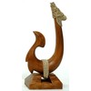 7" Hand Carved Wood Hawaiian Makau Fish Hook on Base