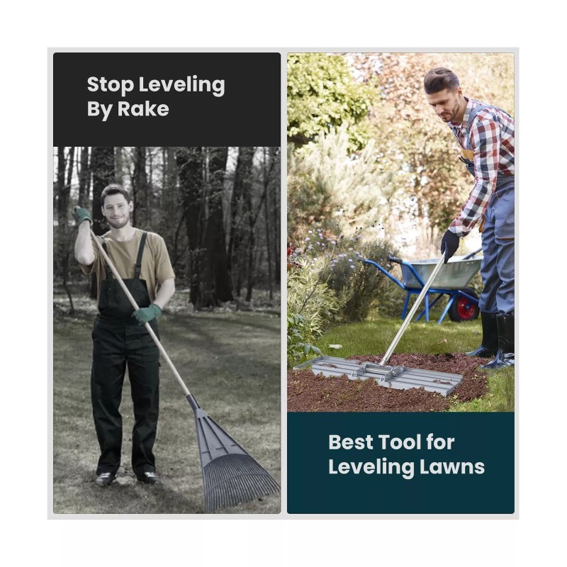 Dremmt Lawn Leveling Rake 30x10 inch, (Professional-Grade) Lawn Leveler Tool