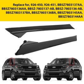 GEARZAAR 4Pcs For 11-19 Ford Explorer Left Right Side Windshield A-Pillar Molding Trim