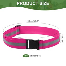 PATIKIL Reflective Safety Belt, Hi-Vis Safety Belt Adjustable High Visibility Reflective Glow Belt Outdoor Running Gear for Night Jogging Cycling Walking, Rose Red