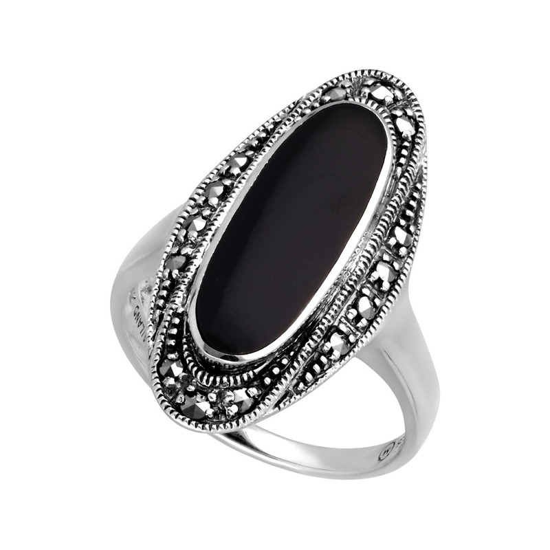 Gemondo USA Anillo de plata de ley con ónix negro