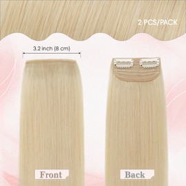 SEGO Clip in Hair Extensions for Women, 100% Remy Human Hair, Mini Hairpieces with 2 Clips, Short Extensions to Add Hair Volume, 2 Pcs, 12 Inches, 34g, Bleach Blonde