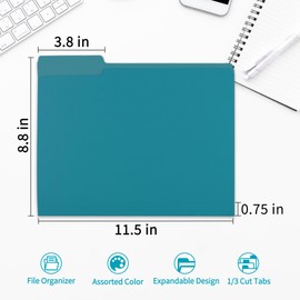 100 Packs Colored File Folders,Royal Blue File Folders Letter Size,1/3 Cut Tabs File Folder,Two-Tone File Folder,Manila File Folders for Office,School and Home,Organization