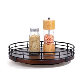 BAMBOO LAND- Lazy Susan Turntable Organizer, 9", Walnut Lazy Susan for Table Top, Wooden Lazy Susan, Wood Lazy Susan, Lazy Susan for Dining Table, Table Lazy Susan Wood, Table Lazy Susan Turntable