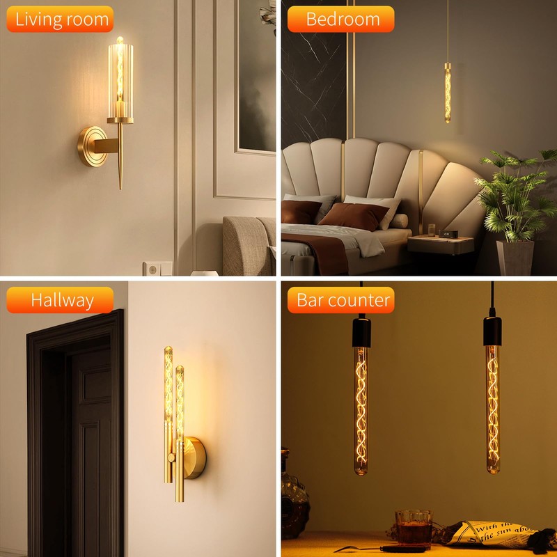 Decoaui E26 T10 12 Inch Long Tubular LED Edison Bulbs,