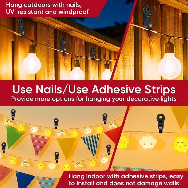 60 Pack String Lights Hooks, Stainless Steel Outdoor String Lights