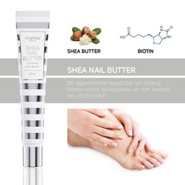 Vitabay Shea Nail Butter 20 ml • Nail Cream with Biotin / Vitamin H and Shea Butter Against Brittle Nails and Dry, Cracked Cuticle • Made in Germany