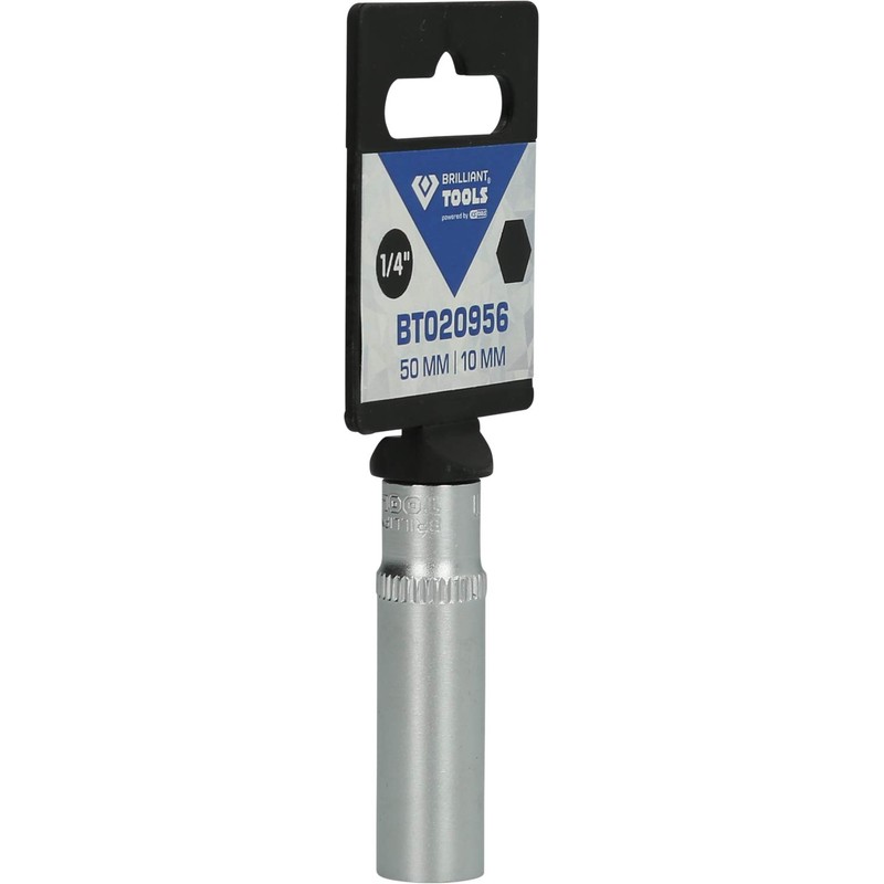 BRILLIANT TOOLS BT020956 1/4 Inch Hexagonal Socket, Long Design, 10