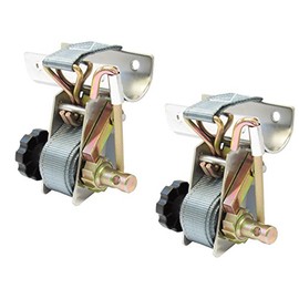 Pair of Polished Stainless Steel Ladder Rack Ratchet Tie-Down Straps Tube Mount
