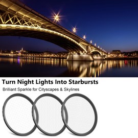 ARTCISE 77mm Star Filter 6 Point Cross Screen Lens Filter for DSLR Camera, Starburst Effect Filter for Night Photography, Light Streaks, Cityscapes & Holiday Lights (40.5mm)