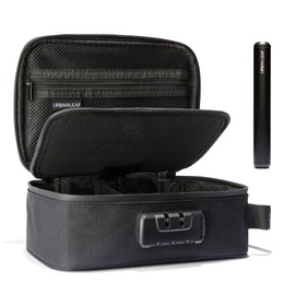 URBAN LEAF Travel & Storage Case for Accessories | Odor Proof and Lockable Bag with Combination Lock and Activated Carbon Lining, black, purist