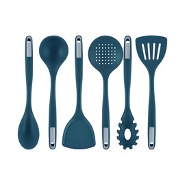 Restaurantware-Met Lux Kitchen Utensil Set, 1 Silicone Utensil Set - Consists 6 Pieces, High-Heat Tolerance, Teal Silicone Kitchen Utensils, For No-Stick Cookware