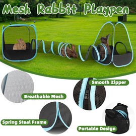YUEPET Outdoor Visual Rabbit Tunnel Toys Pop up Bunny Enclosure Hideout Portable Cube Tent Collapsible Small Animal Playpen for Indoor Rabbit Guinea Pig Ferret Hamster Kitten Exercising Hiding Playing
