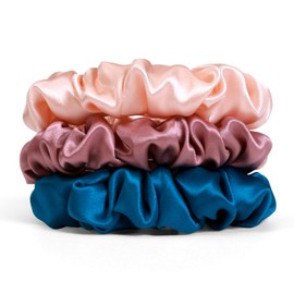 Desmend Scrunchies Silk Hair Scrunchies Silk Soft Feel They Hold the Hairstyle Perfect Good for Fine Hair Pack of 3 Creamy Apricot Colour Sea Blue Dusty Rose