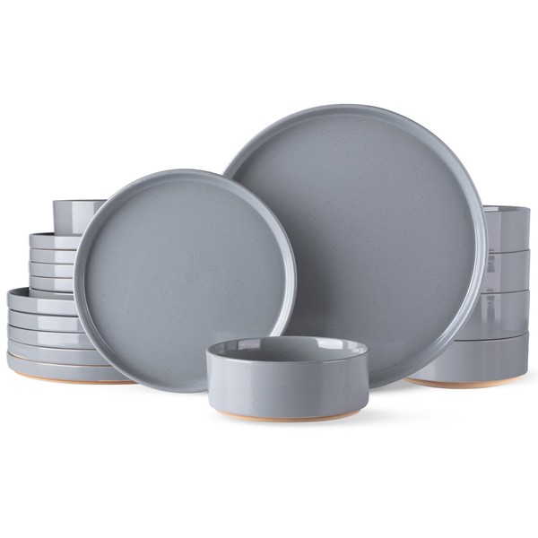 AmorArc Ceramic Dinnerware Set for 6 | Speckled Stoneware Plates