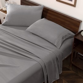 Horbaunal Light Grey Queen Size Sheet Set - 4 Piece Hotel Luxury Bedding Sheets & Pillowcases - 16 Inch Deep Pocket Microfiber Bedding Set - 1800 Thread Count Soft & Wrinkle Bed Sheets