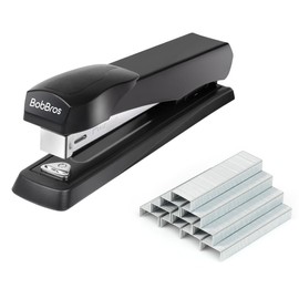 BobBros Durable Metal Stapler, Standard Office Desk Stapler with Non-Slip Base, 25-Sheet Capacity with 1000 Staples, No Jam Office Stapler for Home, School Use
