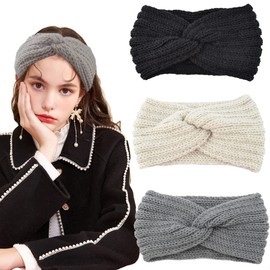 Winter Headbands for Women,3 Pcs Knitted Headband,Elastic Crochet Ear Warmer Headband for Women Girls