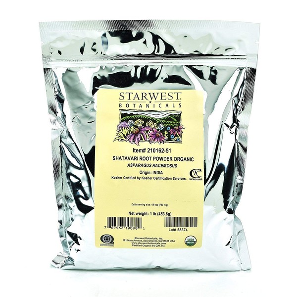 Starwest Botanicals Organic Shatavari Root Powder, 1 Pound