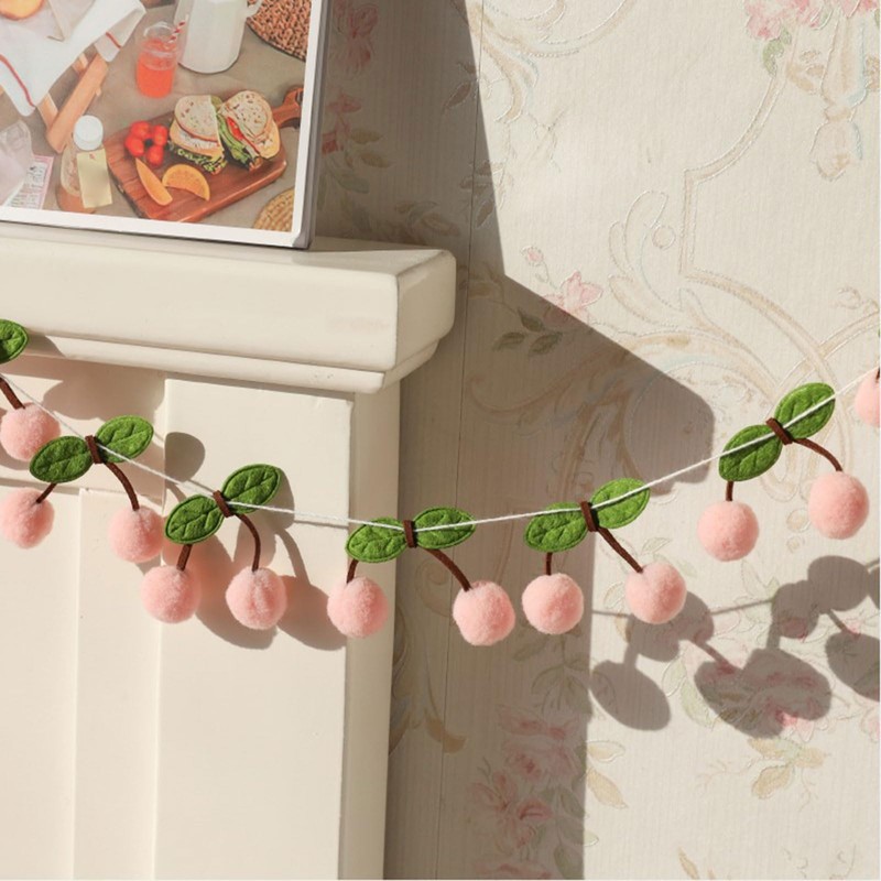 LUJIYY Soft and Realistic Handmade Cherry Felt String Garlands for