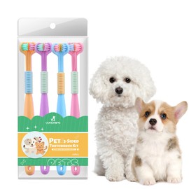 VVHOMIFE Three-Sided Dog Toothbrush, Great Toothbrush for Small Dogs & Puppies, Dog Tooth Brushing Kit for Cleaning Your Dog's Teeth, for Daily Care of Your Dog's Mouth. Mixed Color, 4 Pcs S