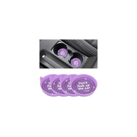 Zpana 4PCS Bling Car Cup Holder Coaster, Anti-Slip Silicone Vehicle Insert Mat with Crystal Rhinestone, 2.75 Inch Diamond Auto Drink Cup Coasters Accessories, Universal Fit (Purple)