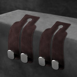 ecocstm Car Seat Headrest Hook, Vehicle Back Seat Headrest Hook, Car Purse Hook Car Seat Hooks for Hanging Grocery Bag, Purse, Car Seat Backrest Organizer, Tote Bag (Brown)