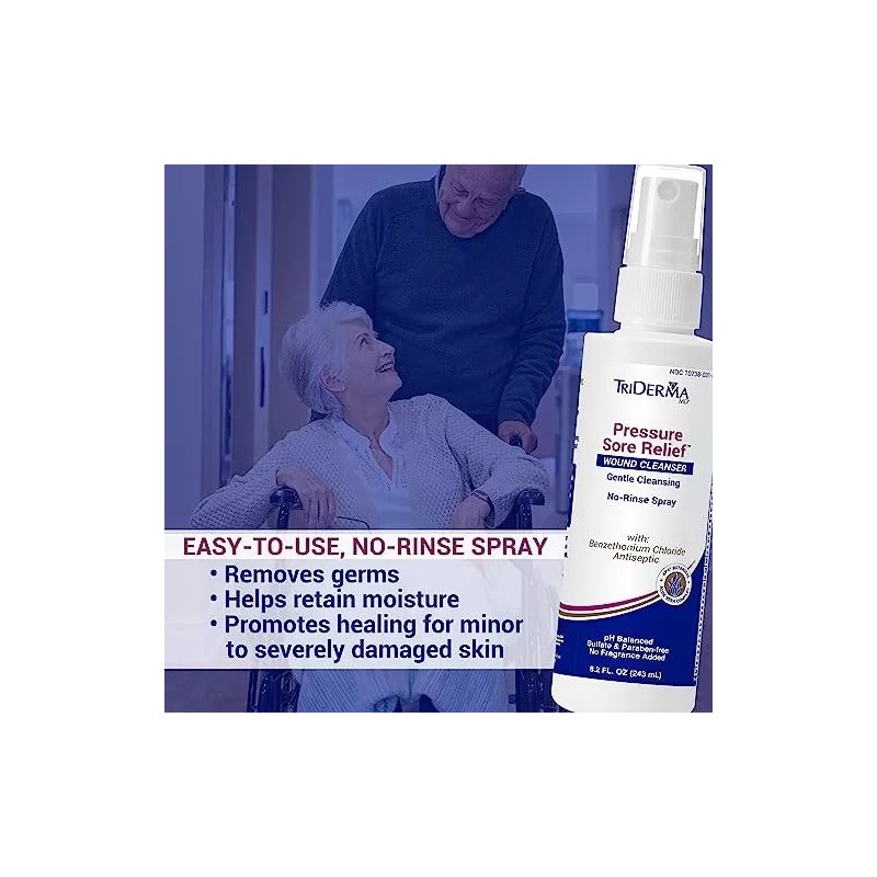 TriDerma Pressure Sore Relief Wound Cleanser Antibacterial Spray, Fsa eligible